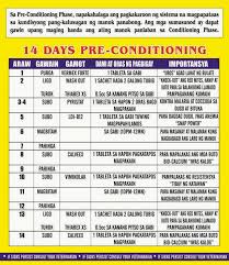 Excellence 21 Days Conditioning Program Chart 21 Day