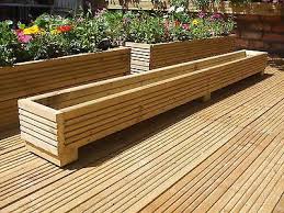 Long Wooden Planter Box Google Search Deck Planters Backyard Large Planters