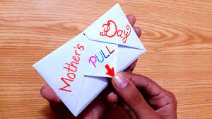 And then glance down at your 4 year old who has already taken 10 cards out of their place and. Diy Suprise Message Card For Mother S Day Pull Tab Origami Envelope Card Mother S Day Special Youtube