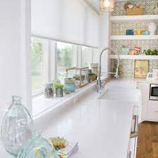 For a kitchen decorated in oriental style, photocurtains with calligraphic decor are the best suited. Window Sill Flush With Counter Kitchen Ideas Photos Houzz