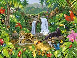A dense tropical rainforest usually having a cloud cover, especially one in the amazon basin. Dibujo Del Bosque Tropical Paisajes De La Selva Selva Dibujo Arte De Bosque