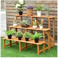 Massgenie Wood Plant Stand Plant Stands Outdoor Plant Stand