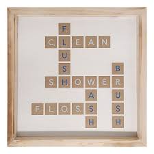 It's made in the usa, and printed on canvas and stretched over a wooden frame. 12x12 Bathroom Crossword Framed Wall Art At Home