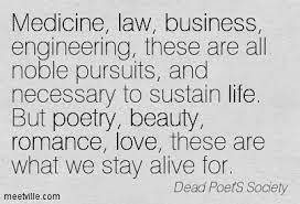 Medicine Law Business Engineering These Are Noble Pursuits And Necessary To Sustain Life But Poetry Beauty Romance Love These Are What We Stay Alive