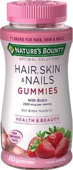 From the #1 brand for hair, skin, and nails,** nature's bounty hair, skin & nails gummies contains with biotin and vital nutrients to support beautiful hair, glowing skin, and healthy nails from the inside out.*. Nature S Bounty Optimal Solutions Hair Skin Nails Strawberry 80 Gummies Vitacost