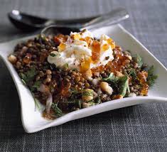 Lentilles Tiedes Aux œufs Poches Recette Salade De Lentilles Oeuf Poche Idee Recette