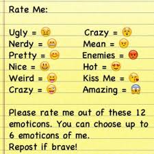 Rate Me And Choose Up To 6 Emoticons Only Repost If Brave Real Friendship Quotes This Or That Questions Funny Quotes