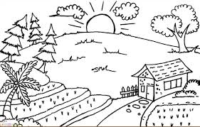 Sebab dalam menggambar bunga ini tidak diperlukan teknik yang sulit. 1001 Keindahahan Sketsa Gambar Pemandangan Terlengkap