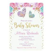 Butterfly Baby Shower Pink Purple Gold Girl Invitation Zazzle Com Convite Cha De Bebe Convite Borboleta Festa De Borboleta