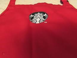 Quotation mark pull quote punctuation, quotation mark s, hand, logo png. Starbucks Authentic Barista Red Apron With Starbucks Logo And Quote Inside Back 535309141