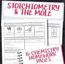 Stoichiometry And The Mole Chemistry Homework Page Unit Bundle Chemistry Worksheets Chemistry Word Problems