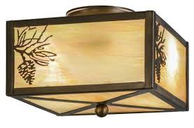 Meyda Balsam Pine Flushmount Ceiling Light Rustic Lighting Fans