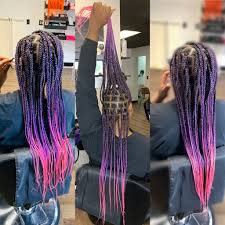 Black And Purple Ombre Braids Large Knotless Braids Braids Purple Hair Knotless