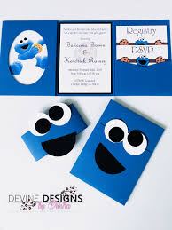 Cookie Monster Baby Shower Invitations Sesame Street Inspired Invita Monster Baby Shower Invitations Custom Designed Invitations Sesame Street Birthday Party