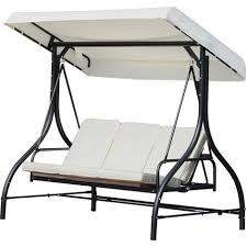 balancelle de jardin 3 places convertible inclinaison toit reglable matelas grand confort rembourrage 8 cm fourni 1 96l x 1 17l x 1 78h m metal epoxy noir creme balancelle de jardin balancelle fauteuil suspendu jardin