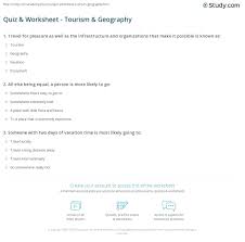 Geography trivia quizzes with printable answers for free. Quiz Worksheet Tourism Geography Study Com