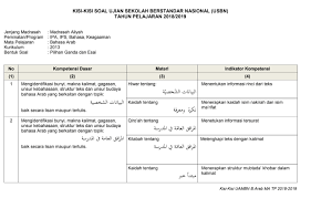 Oleh diposting pada 1 agustus 2020. Kisi Soal Us Bahasa Arab Sma Jawabanku Id