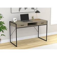 Safdie Co Grey Wood 48 Inch Writing Desk Computer Table Gaming Office Desk Assembly Required Grey Computer Wood And Metal Desk Metal Desks Office Desk