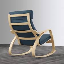 Rocking chair fabric velvet rocker retro design relax chair armchair with metal and wood legs colour selection. Poang Rocking Chair Birch Veneer Hillared Dark Blue Ikea