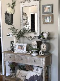 Hobby Lobby Console Table With Rustic Mirror Olive Stems Chippy Goodness Vintage Scale And Pr Farmhouse Decor Living Room Decor Farmhouse Dining Rooms Decor