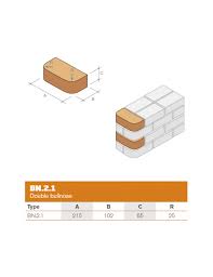 These bricks can be used to create soft and attractive curved edges to steps, sills, or in capping walls. Bn 2 1 Double Bullnose