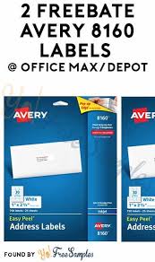 2 Freebate Avery 8160 Labels From Office Max Depot Yo Free Samples Https Yofreesamples Com Samples Without Surveys Freebate Avery Labels Labels Avery 8160
