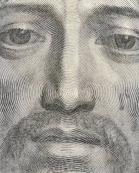 Claude Mellan's Face of Christ (also called The Sudarium of Saint Veronica)  is a stunning 1649 engraving made entirely from one continuous spiral line.  Mellan, a French Baroque artist, used just changes