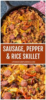 Sausage And Rice With Peppers Video Life Made Simple In 2020 Stuffed Peppers Easy Sausage Recipes Sausage Recipes