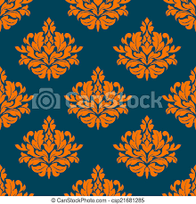 Coral orange peonies succulent and herbs vector. Floral Seamless Pattern With Orange On Indigo Floral Seamless Vintage Fabric Pattern With Orange Flowers On Indigo Or Dark Canstock