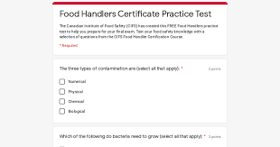 Food poisoning is serious busi. Food Handlers Certificate Practice Test