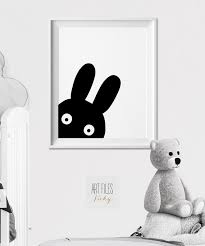 Black And White Animal Prints For Nursery Rabbit Print Bunny Print Bunny Poster Nursery Decor Black Etsy Art Wall Kids Bunny Wall Art Nursery Wall Art
