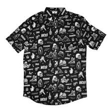 Black And White Button Up Shirt Vintage Horror Comix Button Up Shirt Patterned Button Up Shirts Black Button Up Shirt Horror Clothes