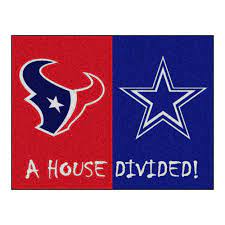 Trafficmaster Nfl Steelers Bengals Black House Divided 3 Ft X 4 Ft Area Rug 18687 The Home Depot Nfl Houston Texans House Divided Team Colors