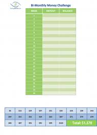 the twice a month chart for the 52 week money challenge