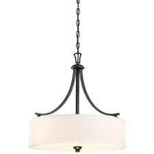 Minka Lavery Shadowglen 3 Light Lathan Bronze Drum Pendant 3287 589 The Home Depot