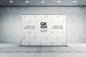 3d Press Wall Banner Mock Up Gk Mockups Store Wall Banner Branding Mockups Backdrop Design