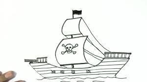 How To Draw A Pirate Ship In Easy Steps For Children Kids Beginners Pirate Ship Drawing Ship Drawing Easy Drawings