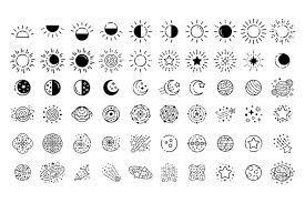 Iconos De Linea Espacial Set Png Svg Vector Moon Sun Stars Etsy In 2021 Sun Tattoo Small Full Moon Tattoo Moon And Sun Tattoo Small