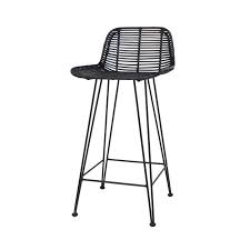 Rattan counter & bar stools : Barhocker Mit Lehne Aus Rattan In Schwarz Bar Stools Rattan Bar Stools Rattan Stool