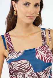 Blair long dress in printed ramie