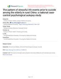 Want to discover art related to autopsy? Pdf The Pattern Of Stressful Life Events Prior To Suicide Among The Elderly In Rural China A National Case Control Psychological Autopsy Study