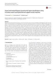 Visual And Textual Features Based Email Spam Classification Using S Cuckoo Search And Hybrid Kernel Support Vector Machine Request Pdf