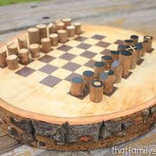 Chess Board On A Log Slice With Simple Log Playing Pieces By Andrew Lund Chess Board Diy Chess Set Wood Chess Board