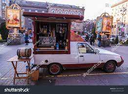 kiev ukraine u002f march 25 2015 coffee car on the street of ukrainian city traditional coffee car with coffee ma coffee stock people drinking coffee kiev