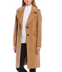 Calvin klein women's single breasted wool coat with notch collar, camel, s. Calvin Klein Two Button Wool Blend Walker Coat Dillard S