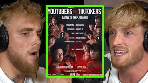Miniminter reacts to youtubers vs tiktok boxing event! Jake Paul Logan Paul Discuss Youtube Vs Tiktok Boxing Bryce Hall Vs Austin Mcbroom Youtube