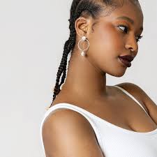 Amanda, hoop earrings with pearl charm