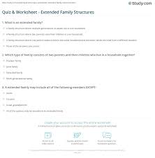Quiz Worksheet Extended Family Structures Study Com