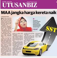 Harga kereta penumpang dijangka turun antara tiga hingga sembilan peratus berikutan langkah kerajaan memberikan pengecualian cukai jualan seperti diumumkan menerusi pelan jana semula ekonomi negara (penjana), kata penganalisis. Ahmad B Maslan On Twitter Harga Kereta Dijangka Naik Bila Sst Dilaksana 1 4 15 Bila Gst Dimula Dilapor Dlm Muka Depan Akhbar2 Harga Kereta Turun Puncanya Sst 10 Utk Kereta Diturunkan Kpd Gst