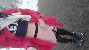 Sissy femboy flashing in a park